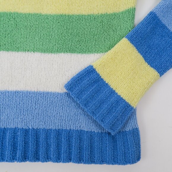 Vintage 90s Energie Striped Chenille Turtleneck Sweater - Picture 6 of 7